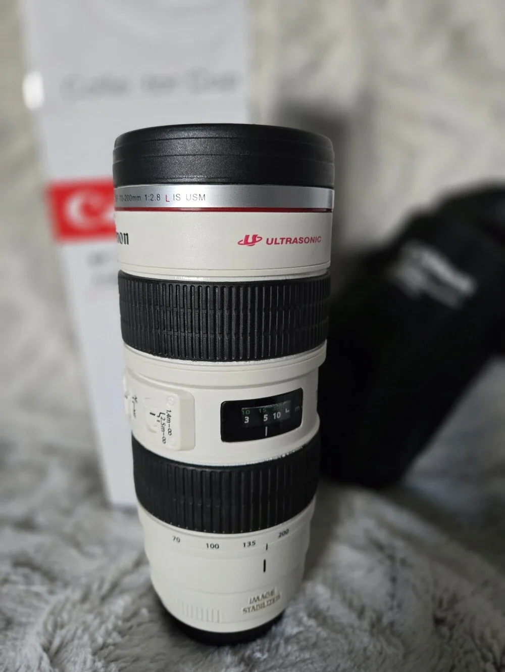 Camera Lens Travel Mug - White & Black Lens Design